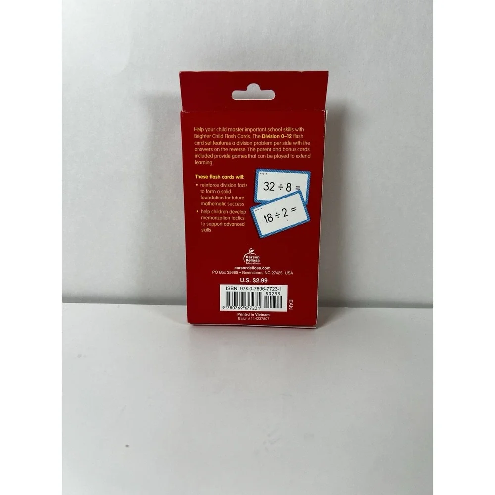 Carson-Dellosa 0769677231 54 Cards Division 0 to 12 Flash Cards - Assorted New‎